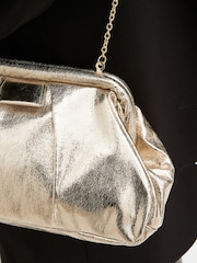 Metallic Clutch Bag with Cross-Body Chain - Image 3 of 9