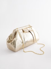 Metallic Clutch Bag with Cross-Body Chain - Image 4 of 9