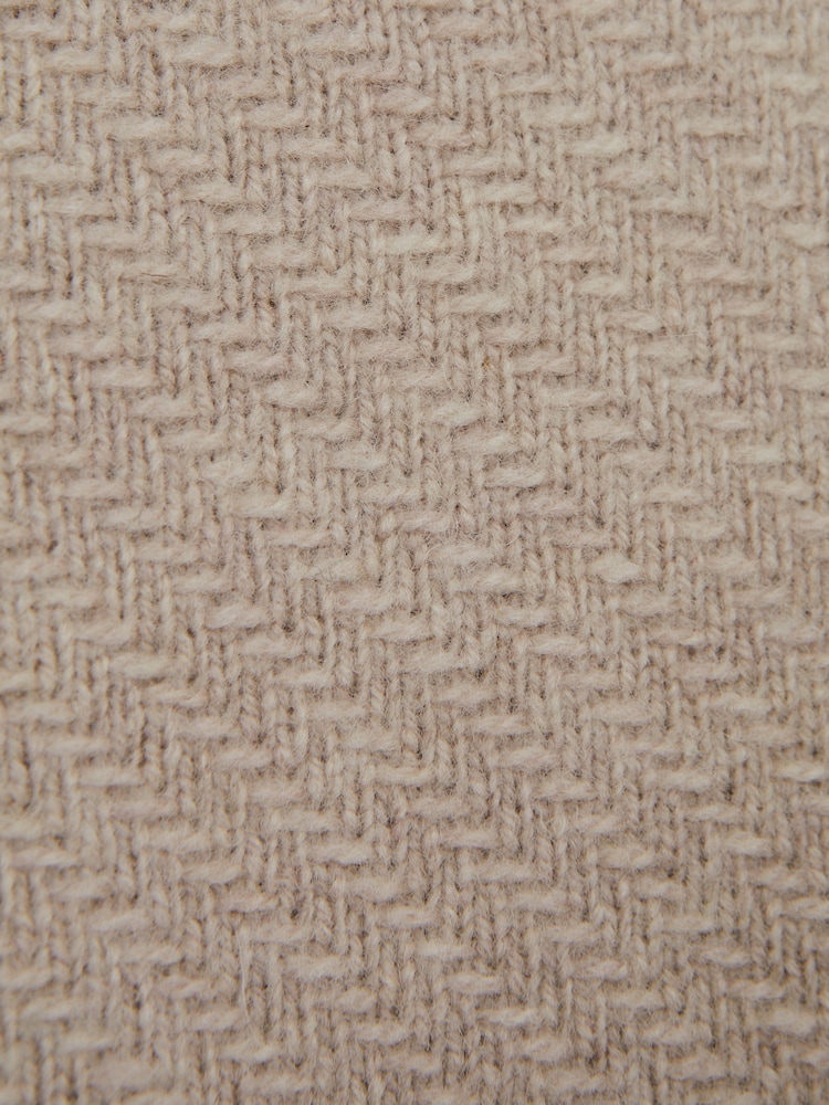 Reiss Oatmeal Melange Tempo Junior Slim Fit Knitted Half-Zip Funnel Neck Jumper - Image 6 of 6