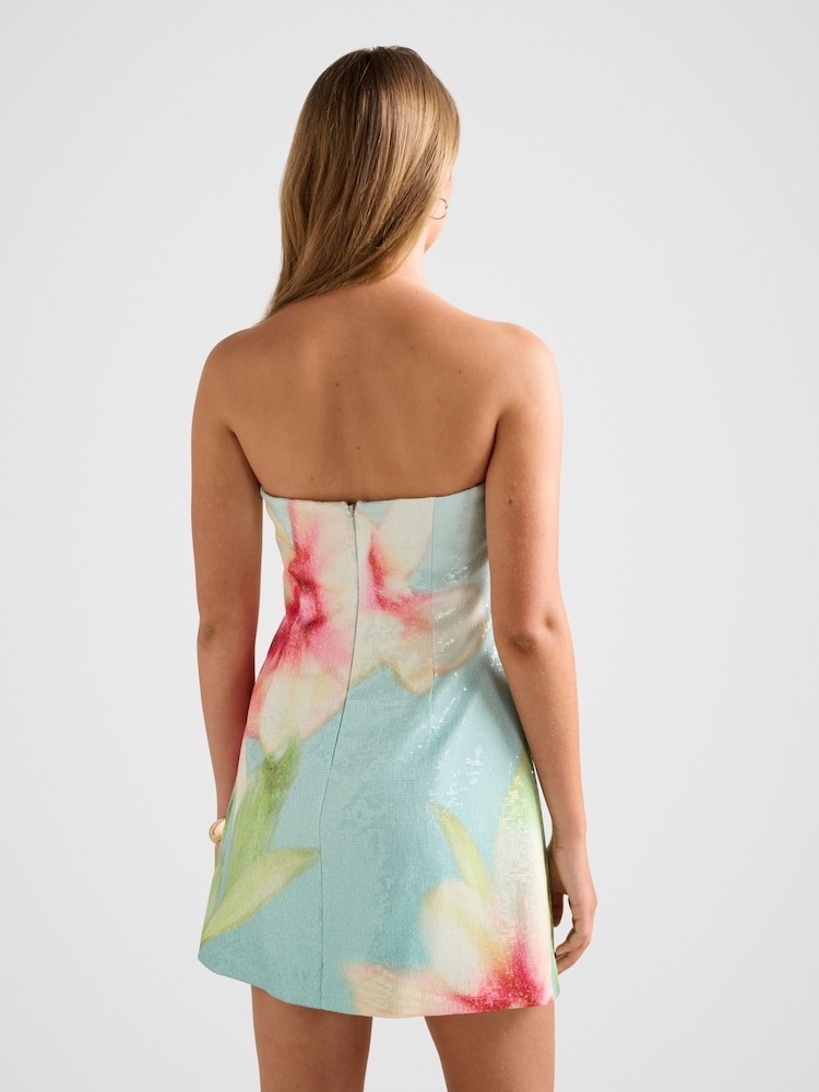 Forever New Blue Ria Strapless Sequin Mini Dress - Image 2 of 5 Forever New Blue Ria Strapless Sequin Mini Dress - Image 2 of 5