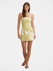 Forever New Yellow Isla Beaded Mini Dress Contains Linen - Image 4 of 5