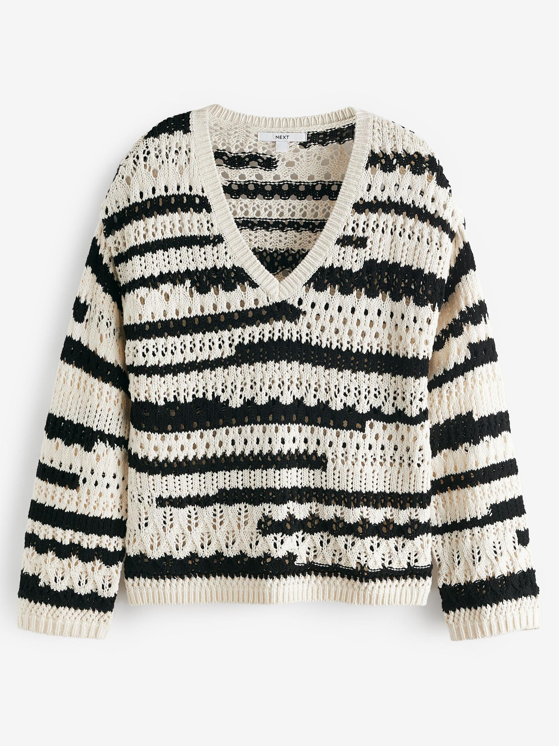 Buy White/Black Stitch Stripe Jumper from Next Luxembourg