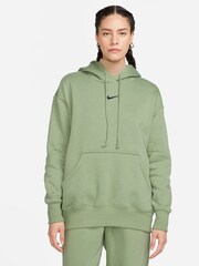 Nike Green Oversized Mini Swoosh Hoodie - Image 1 of 8