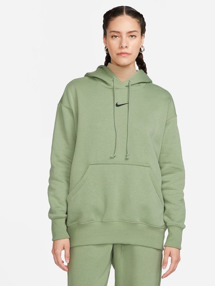 Nike Green Oversized Mini Swoosh Hoodie - Image 1 of 8