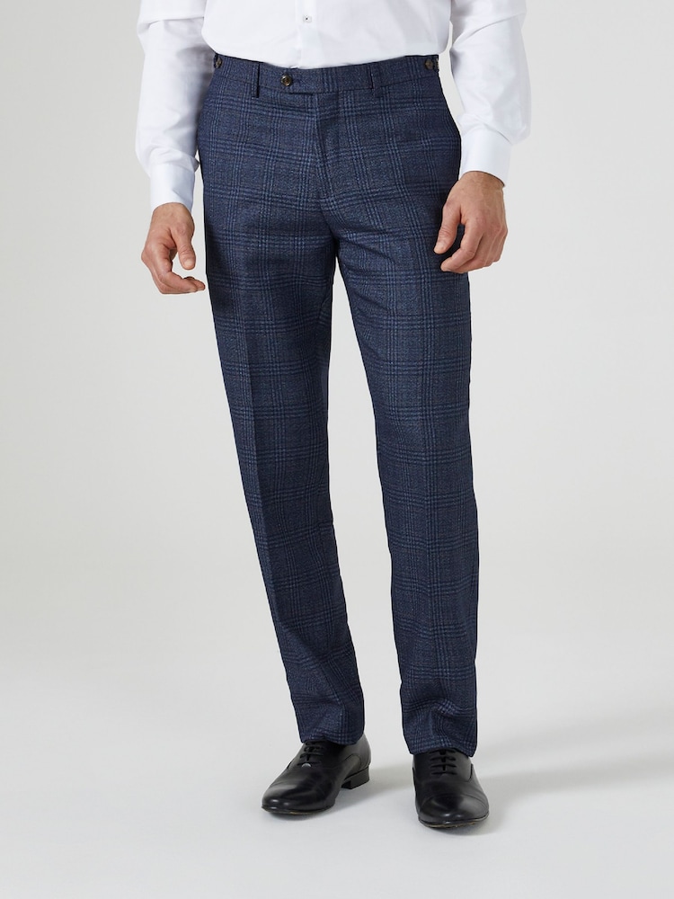 Skopes Blue Tailored Fit Woolf Check Suit: Trousers - Image 1 of 5