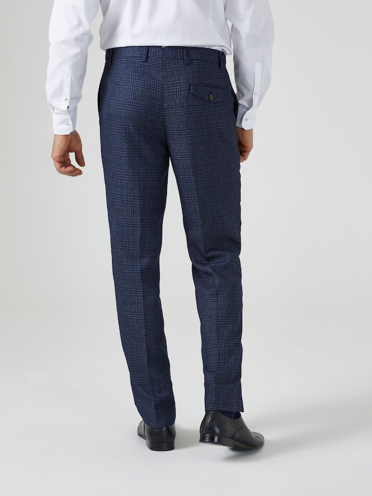 Skopes Blue Tailored Fit Woolf Check Suit: Trousers - Image 2 of 5