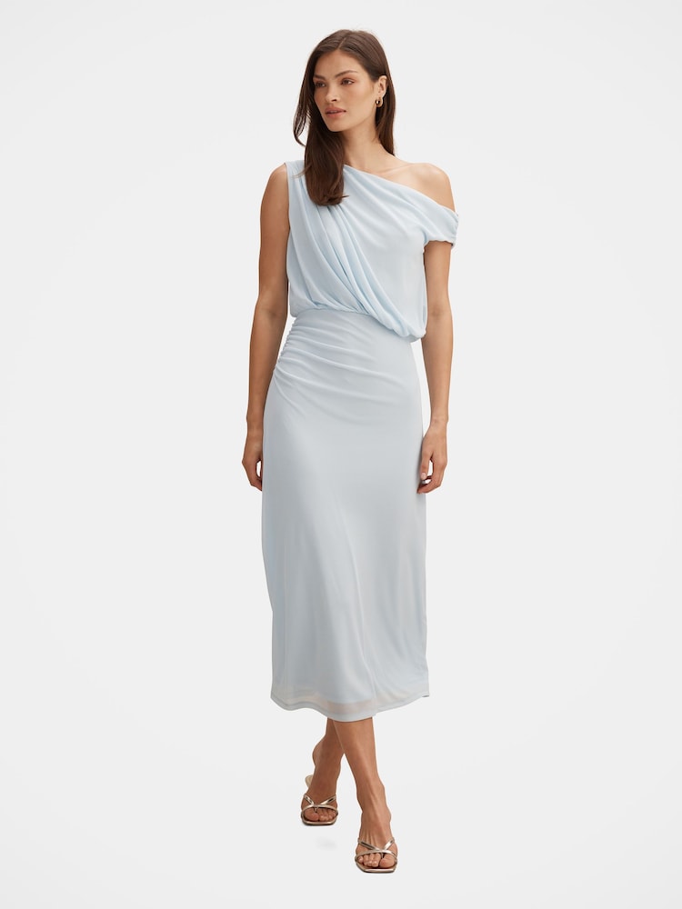 Forever New Blue Honey Tipped Shoulder Midi Dress - Image 1 of 4 Forever New Blue Honey Tipped Shoulder Midi Dress - Image 1 of 4