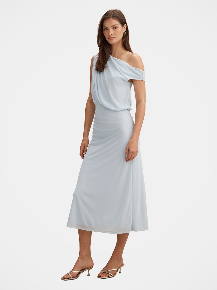 Forever New Blue Honey Tipped Shoulder Midi Dress - Image 2 of 4 Forever New Blue Honey Tipped Shoulder Midi Dress - Image 2 of 4