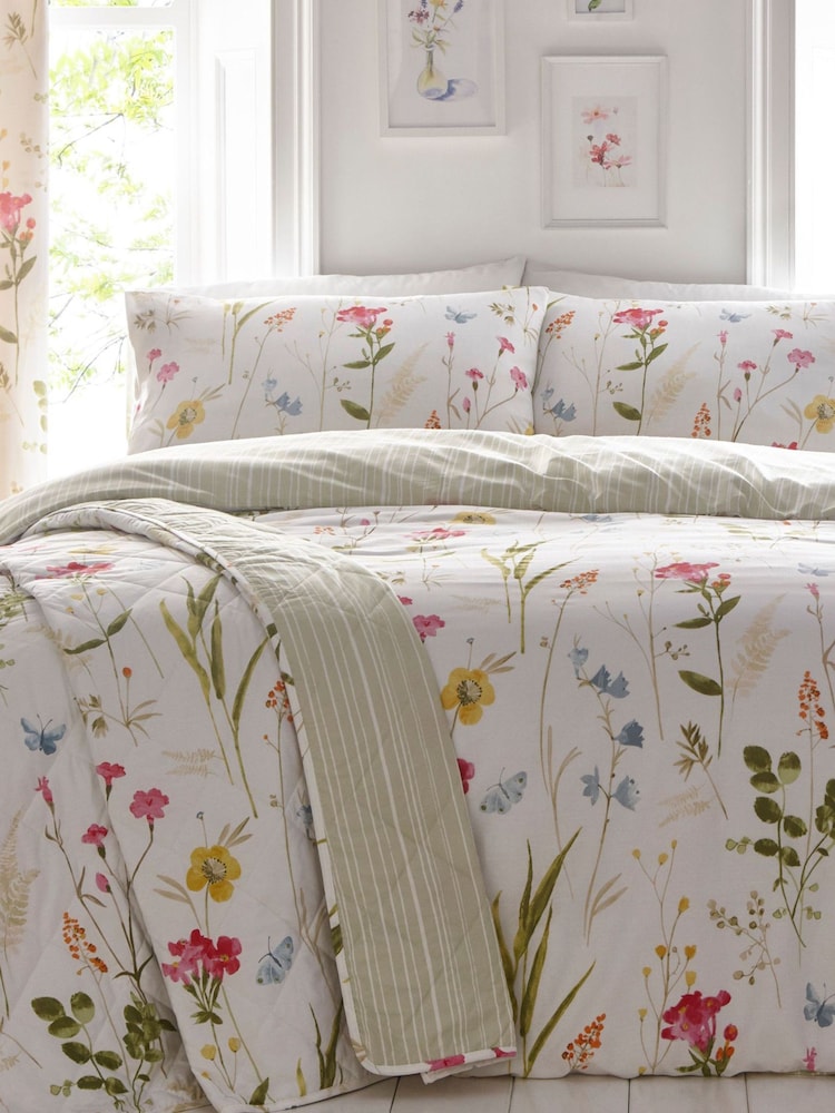Dreams & Drapes White Spring Glade Floral Quilted Bedspread - Image 1 of 1