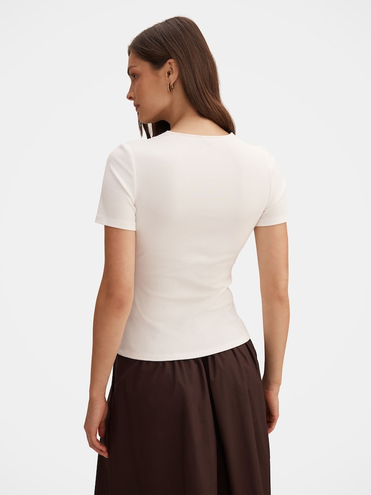 Forever New White Sienna Lace Trim T-Shirt - Image 2 of 5 Forever New White Sienna Lace Trim T-Shirt - Image 2 of 5