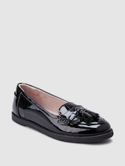 Black Patent Narrow Fit (E) School Leather Tassel Loafers - Image 2 of 5