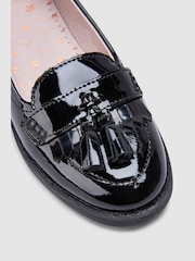 Black Patent Narrow Fit (E) School Leather Tassel Loafers - Image 4 of 5