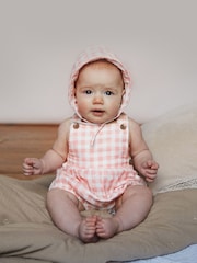 The Little Tailor Baby Woven Shorty 100% Cotton Dungarees - Image 1 of 8