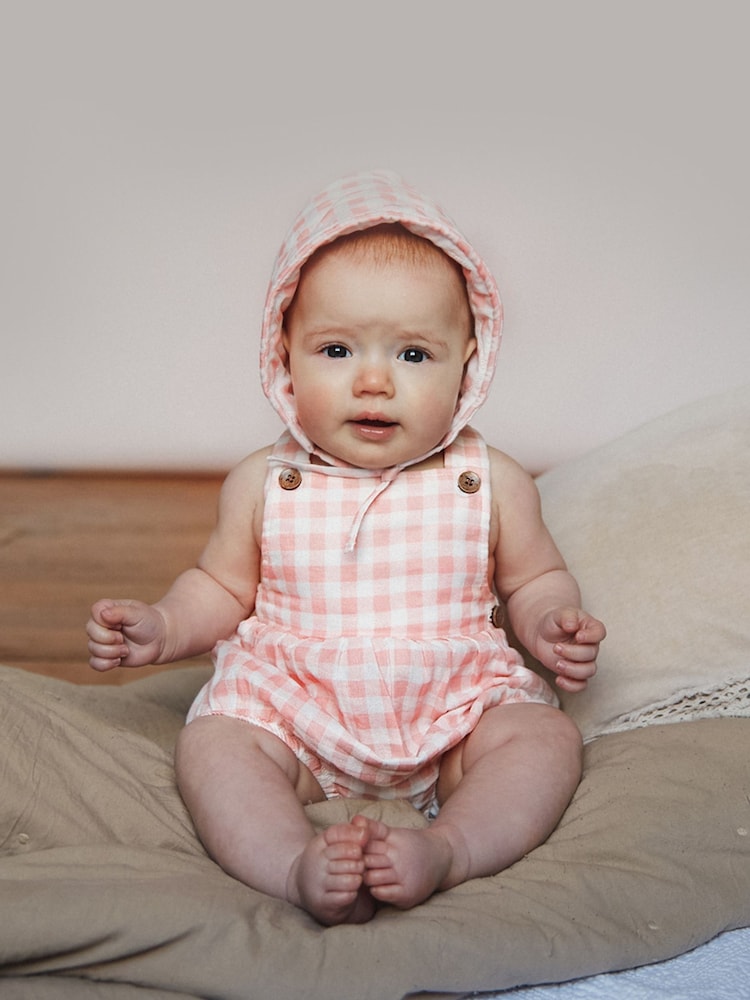 The Little Tailor Baby Woven Shorty 100% Cotton Dungarees - Image 1 of 8