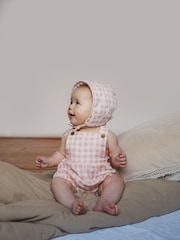 The Little Tailor Baby Woven Shorty 100% Cotton Dungarees - Image 7 of 8