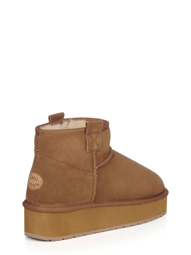 EMU Australia Brown Indoor & Outdoor Sheepskin Water Resistent Flatform Ankle Bo - Image 2 of 7 EMU Australia Brown Indoor & Outdoor Sheepskin Water Resistent Flatform Ankle Bo - Image 2 of 7