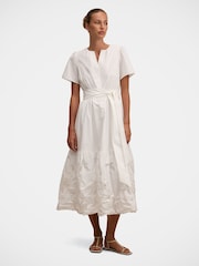 Forever New White Matilda Embroidered Tie Midi Dress - Image 1 of 4