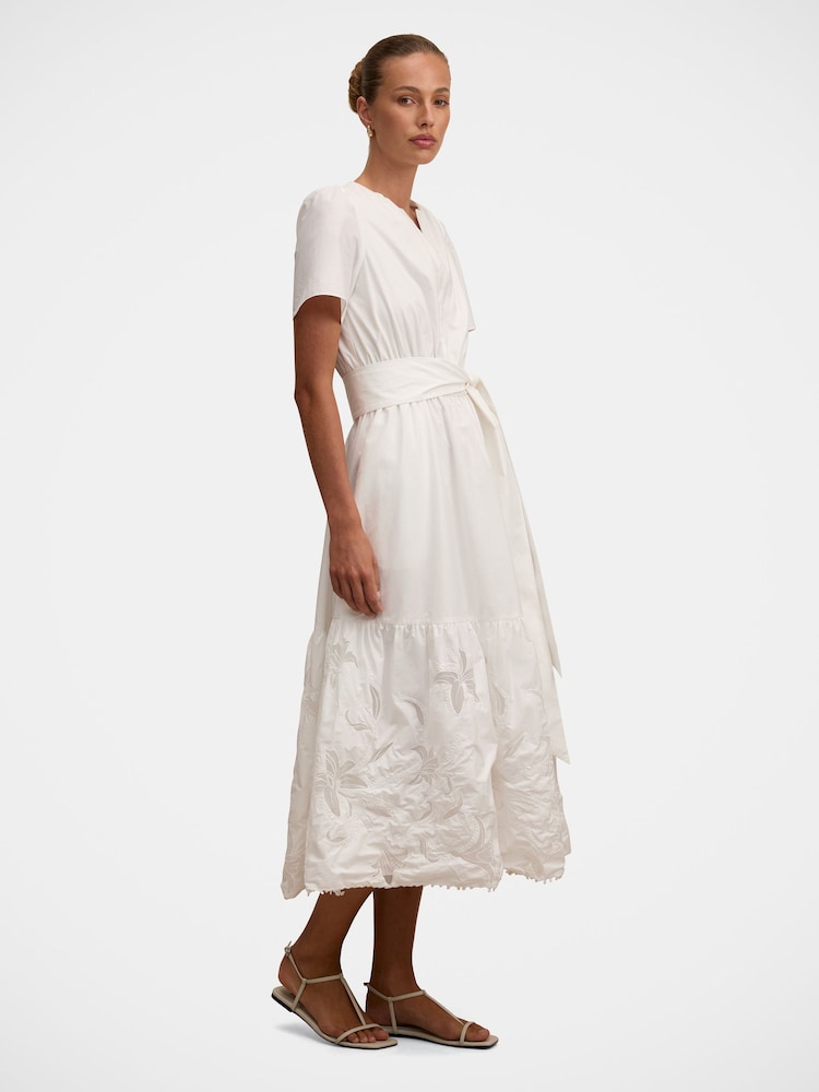 Forever New White Matilda Embroidered Tie Midi Dress - Image 4 of 4 Forever New White Matilda Embroidered Tie Midi Dress - Image 4 of 4