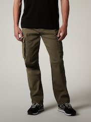 Khaki Green Straight Authentic Stretch Cotton Blend Cargo Trousers - Image 1 of 10