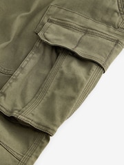 Khaki Green Straight Authentic Stretch Cotton Blend Cargo Trousers - Image 10 of 10