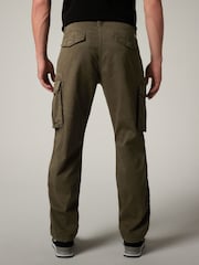 Khaki Green Straight Authentic Stretch Cotton Blend Cargo Trousers - Image 4 of 10