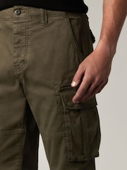 Khaki Green Straight Authentic Stretch Cotton Blend Cargo Trousers - Image 5 of 10