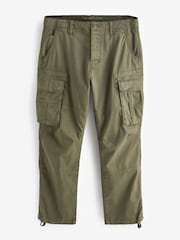 Khaki Green Straight Authentic Stretch Cotton Blend Cargo Trousers - Image 7 of 10