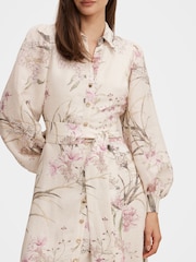 Forever New Cream Linen Blend Hazel Shirt Midi Dress - Image 3 of 4