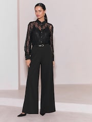 Lipsy Stretch Lace Jersey 2-in-1 Jumpsuit - 6的图像1｝