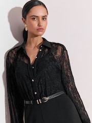 Lipsy Stretch Lace Jersey 2-in-1 Jumpsuit - 6的图像3｝
