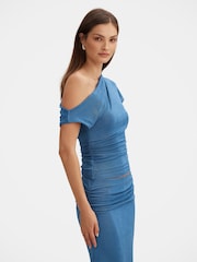 Forever New Blue Maia Asymmetric One Shoulder Top - Image 3 of 5