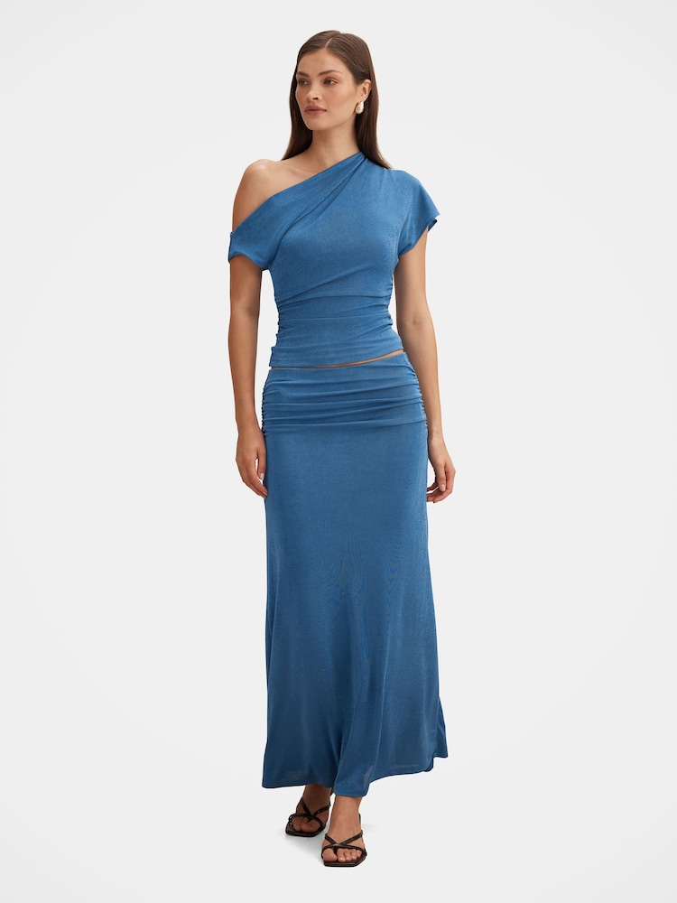 Forever New Blue Maia Asymmetric One Shoulder Top - Image 5 of 5