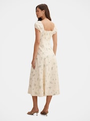Forever New Cream Sallie Tie Front Midi Dress Contains Linen - Image 2 of 4