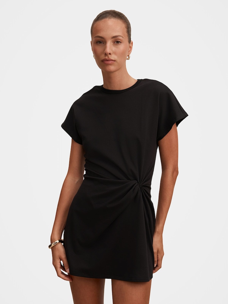 Forever New Black Rose T-Shirt Twist Mini Dress - Image 1 of 5 Forever New Black Rose T-Shirt Twist Mini Dress - Image 1 of 5