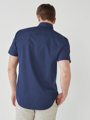 Navy Blue Easy Iron Button Down Short Sleeve Oxford Shirt - Image 2 of 7