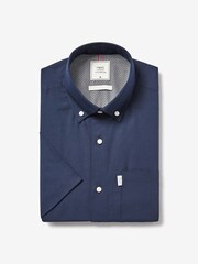 Navy Blue Easy Iron Button Down Short Sleeve Oxford Shirt - Image 5 of 7