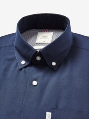 Navy Blue Easy Iron Button Down Short Sleeve Oxford Shirt - Image 6 of 7