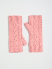 Lipsy Pink Cable Knite Fingerless Mittens - Image 4 of 6