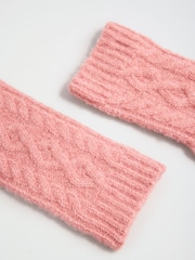 Lipsy Pink Cable Knite Fingerless Mittens - Image 5 of 6