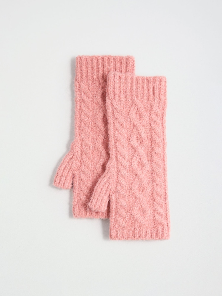 Lipsy Pink Cable Knite Fingerless Mittens - Image 6 of 6 Lipsy Pink Cable Knite Fingerless Mittens - Image 6 of 6