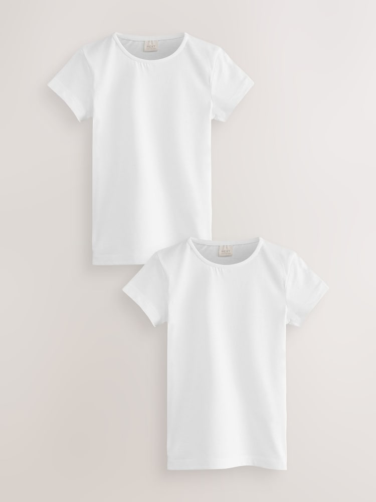 White 100% Cotton Gym School T-Shirts 2 Pack (3-16yrs) - Image 1 of 4