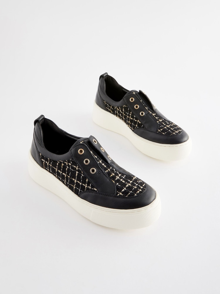 Black Signature Forever Comfort® Chunky Wedge Slip-On Platform Trainers - Image 1 of 6 Black Signature Forever Comfort® Chunky Wedge Slip-On Platform Trainers - Image 1 of 6