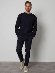 Threadbare Blue Cable Knit Crew Neck Jumper - Image 3 of 4