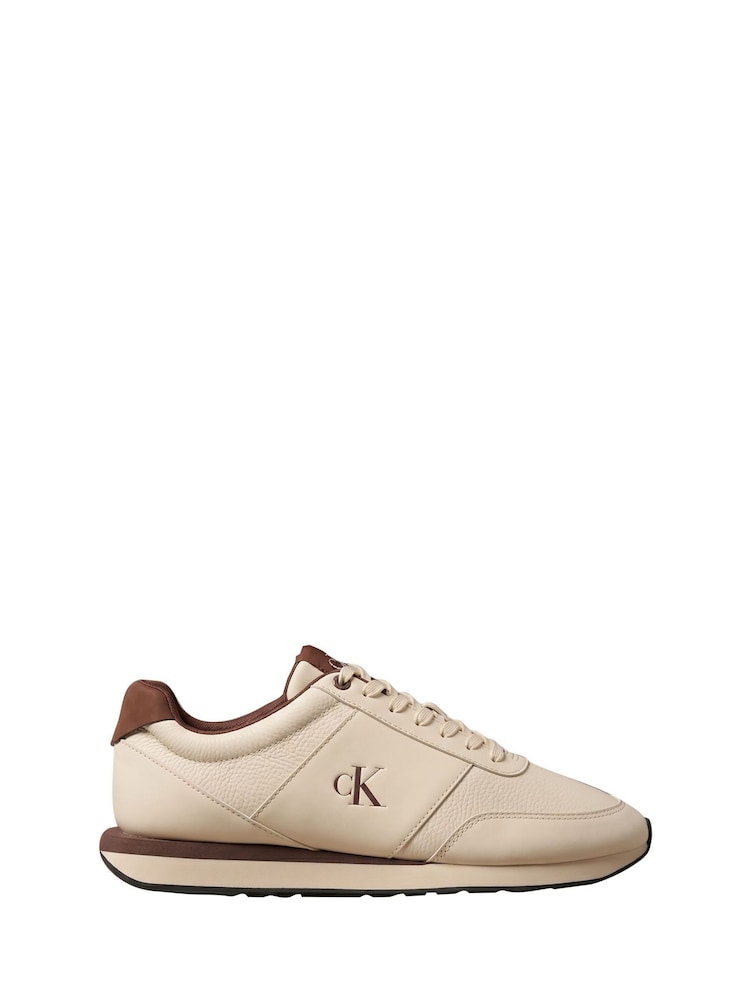 Calvin Klein White Signature Logo Runner Trainers - Image 1 of 6