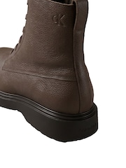 Calvin Klein Black Leather Zip Lace-Up Boots - Image 6 of 6