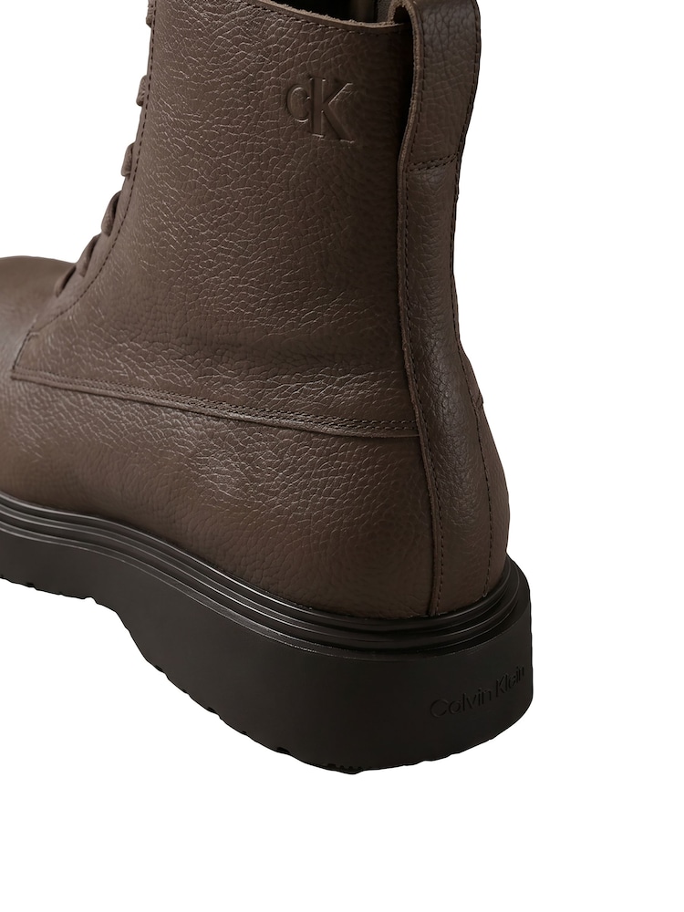 Calvin Klein Black Leather Zip Lace-Up Boots - Image 6 of 6 Calvin Klein Black Leather Zip Lace-Up Boots - Image 6 of 6