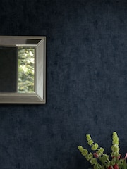 Laura Ashley Midnight Seaspray Blue Plain Textured A4 Wallpaper Sample - Image 1 of 2