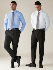 White/Blue Regular Fit Shirt And Tie Set 2 Pack - Image 1 of 6