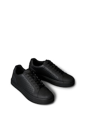 Calvin Klein Black Baseline Leather Signature Trainers - Image 3 of 6