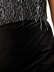 Roman Black Velvet Knee Length Pencil Skirt - Image 5 of 5